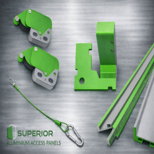 Wall access panel installed flush in drywall for safe maintenance access